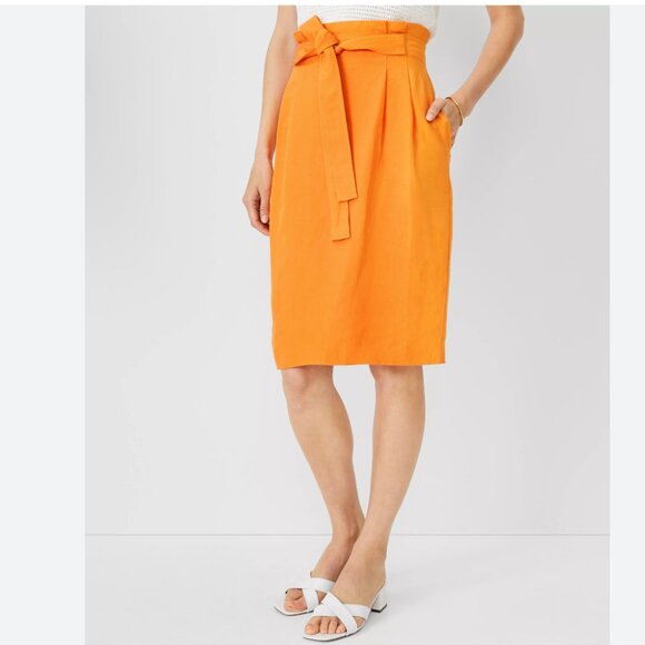 Ann Taylor Linen Blend Paperbag Pencil Skirt - Picture 1 of 2